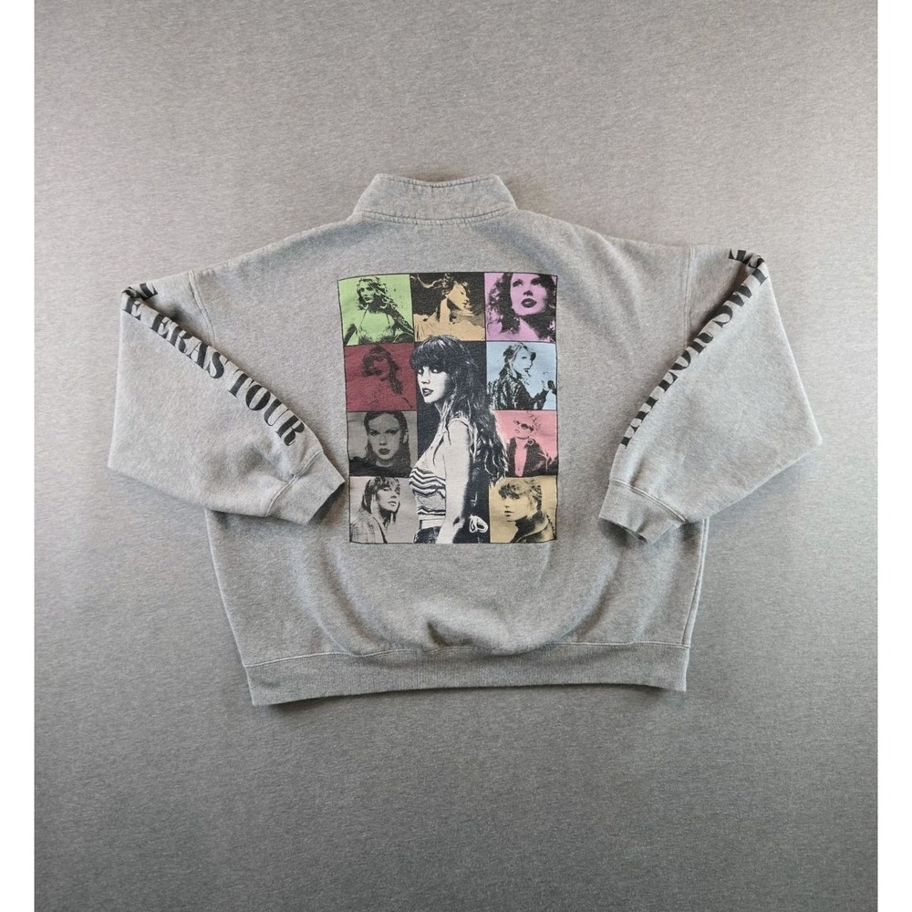 Taylor Swift Sweatshirt Womens XL Grey The Eras Tour 1/4 Zip 2023-2024 Official